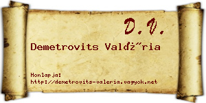 Demetrovits Valéria névjegykártya